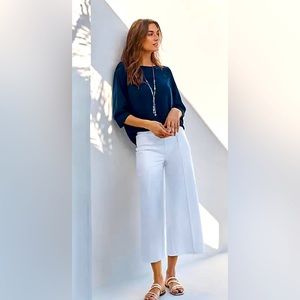 J.Jill Wearever Double-Face Jersey Full-Leg Crops in White (Size L) - NWT